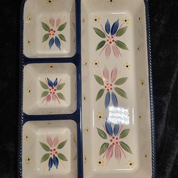 Temp-Tations Other - Temp-tations Old World Compartent Serving Dish Blue Confetti